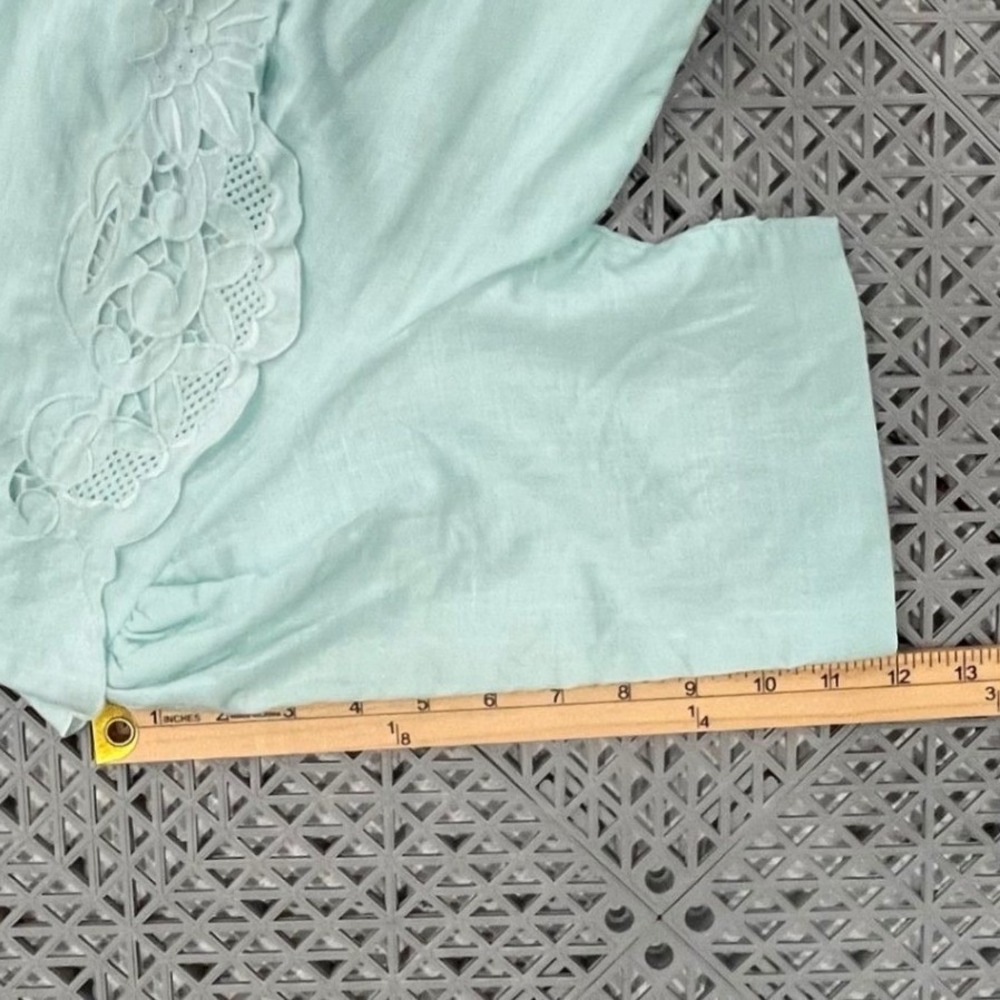 Vintage Y2K Light Mint Green Button Front Eyelet Collar Dress Size 10 Feminine - Picture 15 of 15